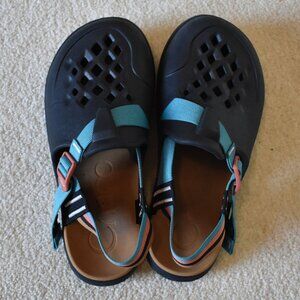 Chaco Chillos Clog Slide Sandals Closed Toe Waterproof Size 9 Mens Black & Teal